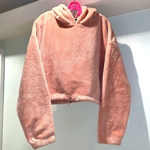 SWS Active pink plush cropped hoodie